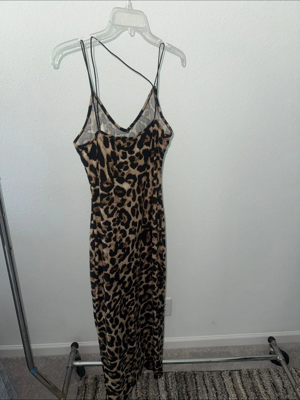 Leopard Print bodycon Dress — Tan & Black Strappy Maxi - Picture 2 of 3
